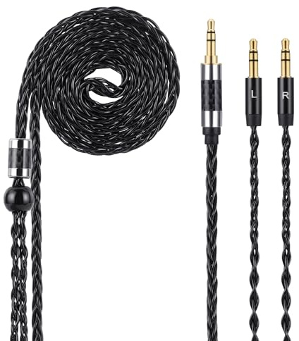 Alphatec 3,5 mm symmetrisches auf duales 3,5-mm-Ersatzkabel, 8-adriges OCC-Kabel mit versilbertem OCC, kompatibel mit HE4XX/HE-400i/HE400se Kopfhörern, HiFi-Upgrade (1,3 m)