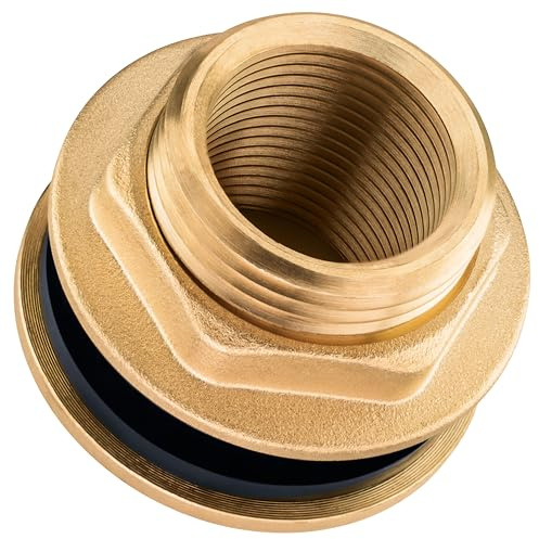 Poppstar Regentonnendurchführung 1 Zoll (10mm) IG (3-teilige Tankdurchführung aus Messing inkl. Dichtung)