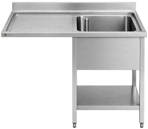Fregadero industrial acero inoxidable 120 x 60 cm para lavavajillas con escurridor izquierda WORLDMAI para cocina de hostelería, bar y restaurante.