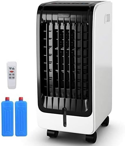 RELAX4LIFE Luftkühler, 3 in 1 Mobile Klimaanlage, 6L Wassertank/3 Geschwindigkeiten/8H-Timer, Luftkühler 75W & Ventilator & Luftbefeuchter, Air Cooler mit Rollen, Fernbedienung, 2 Kühlakkus