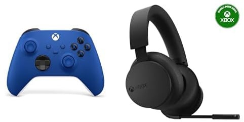 Xbox Manette sans Fil - Shock Blue Series X, Series S, One, Windows 10 & 11, Android et iOS Wireless Headset Casque sans fil Compatible Series X|S, One et appareils Windows