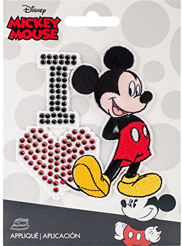 Simplicity Disney I Love Mickey Applique with Rhinestones, Polyester, Multi-Colour, 10.34 x 14.22 x 0.23 cm