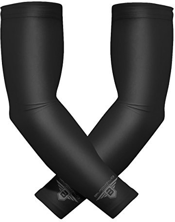 bucwild Brazo Mangas de compresión de Deportes 1 par – 2 Mangas Tallas de jóvenes y Adultos fútbol béisbol Baloncesto Ciclismo Tenis, Negro