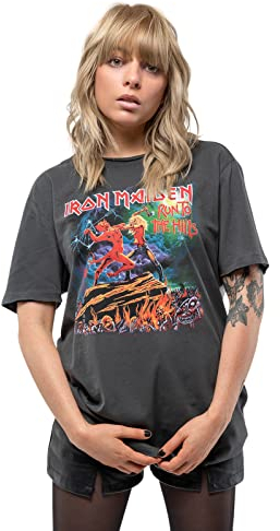 Amplified Men's Iron Maiden-Run to The Hills T-Shirt, Grey (Charcoal Cc), (Size:XL)