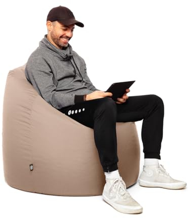 PATCH HOME Patchhome XXL Sitzsack Tropfenform – Beige – Indoor & Outdoor Beanbag mit Styroporfüllung - Bereits Befüllt - Kinder & Erwachsene - 30 Farben & 3 Größen