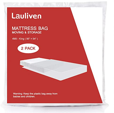 Lauliven 2er-Pack Matratzentasche für Umzüge – California King/King Size Matratzen-Aufbewahrungstasche – 4 Mil extra dick strapazierfähiger Matratzenschutz – 238 x 244 cm