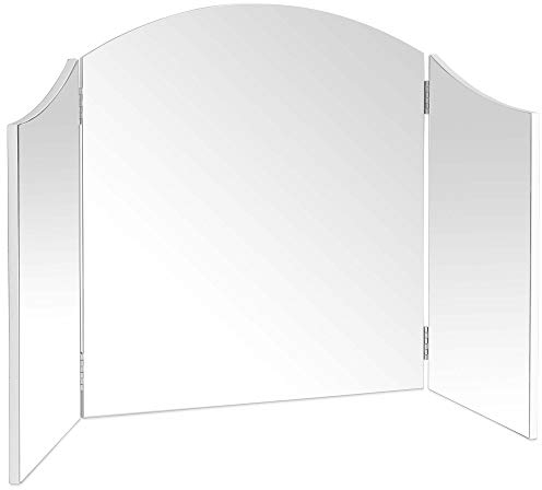 Beautify Large Tri-Fold Makeup Mirror - Adjustable Bevelled Dressing Table Mirror for Vanity - Free-Standing Tabletop Cosmetic Mirror With Swing Hinges for Professional Hair & Makeup