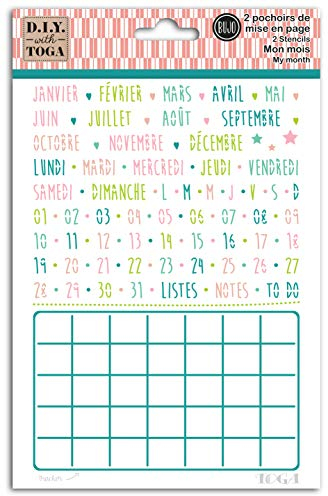 D.I.Y with Toga Monats-Schablonen, Bullet Planer, Kunststoff, Weiß, 15 x 20 cm, Monate