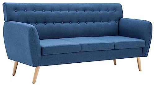 vidaXL Sofa 3-Sitzer Stoffbezug Blau Polstersofa Loungesofa Sitzmöbel Couch