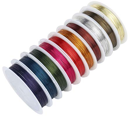 Filo di Fabbricazione di Gioielli Perline Rotoli di Filo di Rame Colorato 0.4mm per DIY mestieri 109 Yard (10 colori)