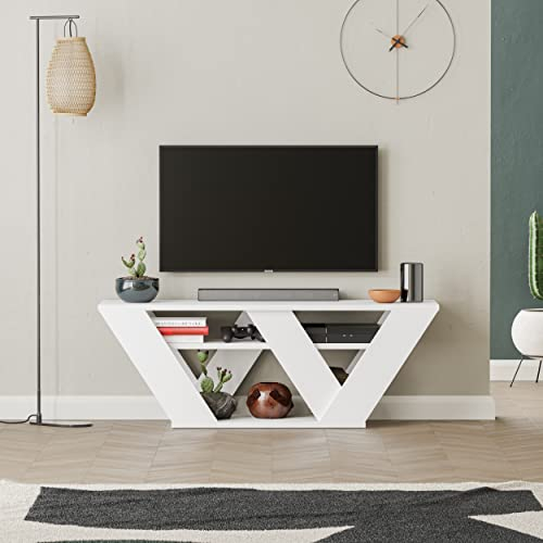 Hocuspicus HOCUS PICUS Modern Designed TV Unit for Livingroom up to 42 Inch TVs | Engineered Wood |110x30x40cm | Easy to Assemble and Clean (White)