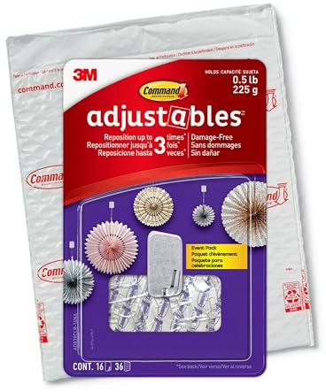 Command Verstellbare, repositionierbare 0,2 kg Clips, 16 Clips, 36 Streifen