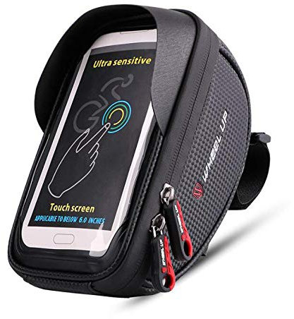 KUANDARMX Sacoche Vélo Téléphone Sac de Bicyclette imperméable à l'eau Pare-Soleil Conception TPU écran Tactile Sensible Support téléphone Mobile dans Les 6,0 Pouces, Black
