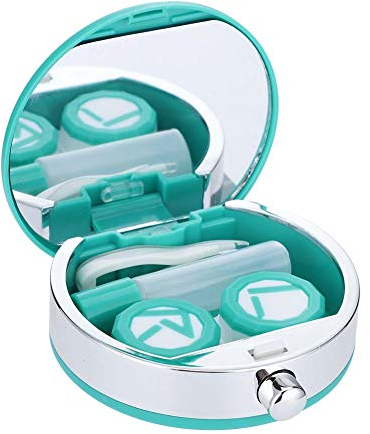 ANGGREK Contact Lens Case Holder Container Portable Soak Storage Kit with Mirror (Green)
