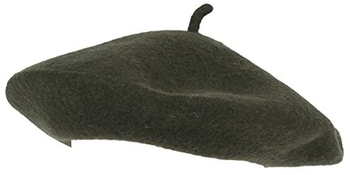 ZAKIRA Einfarbige Baskenmütze aus Wolle für Damen und Herren (Olivegrün)