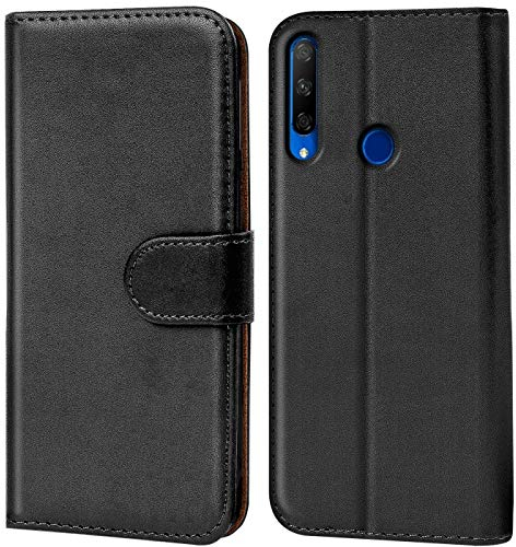Verco Honor 9X Hülle, Handyhülle für Honor 9X Tasche PU Leder Flip Case Brieftasche, Schwarz