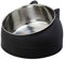 geneic Gamelle en acier inoxydable pour chat - Gamelle à eau pour chat - Multifonction - Pour nourriture et eau - Noir