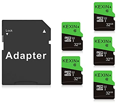 KEXIN Carte Micro SD 32Go Lot de 5 Cartes Mémoire Micro SDHC 32 Go UHS-I U1 C10 5 Pièces MicroSD Carte TF pour Drône, Dash Cam, Appareil Photo de Sport, Caméra de Surveillance
