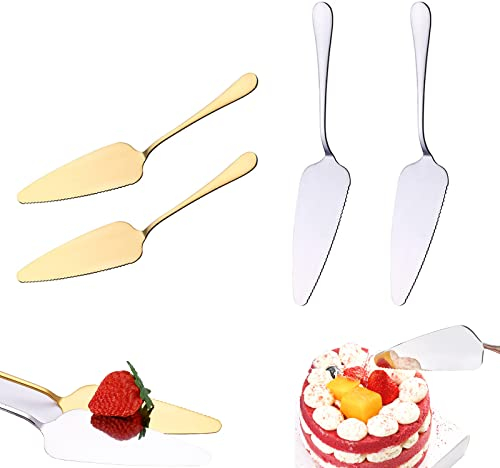 Sprießen Pelle à Gâteau Acier Inoxydable, Couverts à Gâteau Mariage, 4 Pcs Pelle à Tarte pour Le Mariage, Les Parties, Anniversaire, Vacances, Fête Prénatale
