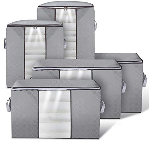 guansheng Aufbewahrungstasche für Unterbett, 5 Aufbewahrungstaschen, Kleidung, Aufbewahrungsbox, Steppdecke, sehr groß, für Kleidung