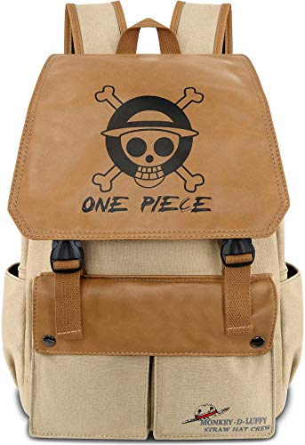 Roffatide Anime Rucksack Leinwand Schultasche Laptop-Rucksäcke Gedruckte Klappe Tagesrucksack Khaki
