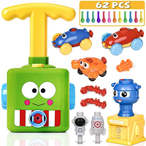 PartyWoo Balloon Launcher Car Toy Set, 72 Pcs with Pump, Balloon Toys for Kids, Gifts (Little Frog)