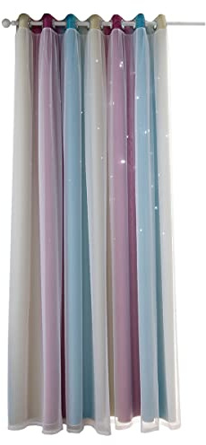 ele ELEOPTION Tende Oscuranti con Stelle, Tende Coibentate con Occhielli per Camera da Letto, Soggiorno e Finestra, 1 Pannello (Viola, 134x270 cm)