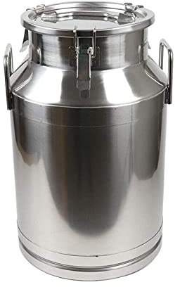 JHZDX Stainless Steel Milk Can, 40L Silver Milk Canister Dairy Pot Bucket Liquid Storage Barrel with Strong Sealed Lid,40L/10.56 Gallon