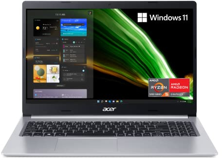 Acer Laptop Aspire 5 A51545R74Z Slim | IPS Full HD de 15,6 pulgadas | Procesador móvil AMD Ryzen 5 5500U HexaCore | Gráficos AMD Radeon | DDR4 de 8 GB | SSD NVMe de 256 GB | WiFi 6 | KB