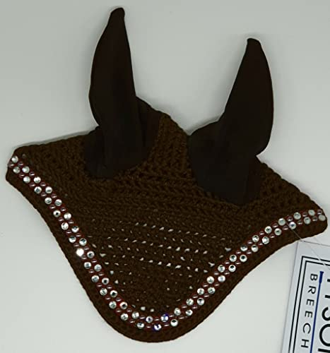 Fliegenohren Fliegenhaube Minishetty Shetty Baumwolle Glitzer Strass Schwarz Braun Rosegold Tysons Fliegenschutz Ohren Minipony (Minishetty, Braun)