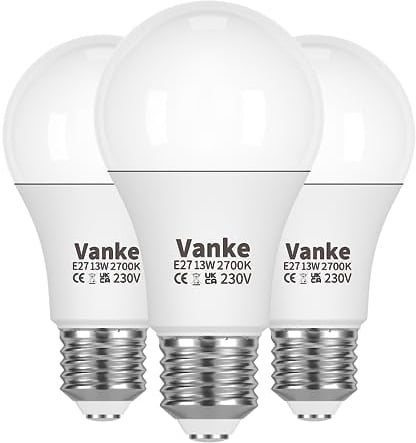 Vanke E27 Screw LED Bulb 100W Equivalent, Warm White 2700K Yellow Light,13W ES Bulbs, Large Screw in Light Bulbs, 1200LM, Non-Dimmable, Pack of 3