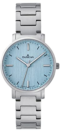DUGENA Damen-Armbanduhr, 4461040, Stockholm, Quarz, blaues Zifferblatt, Titangehäuse, Saphirglas, Titanarmband, Drückerfaltschließe, 5 bar