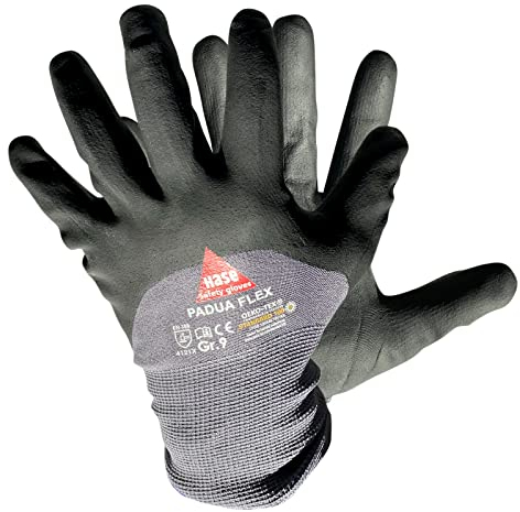 Hase Montagehandschuh Padua Dry, aus Nylon Feinstrick, welche Nahtlos ist und 3/4 Nitril Schaum Beschichtung, dies bietet eine hohe Weiterreißfestigkeit (100, 9)