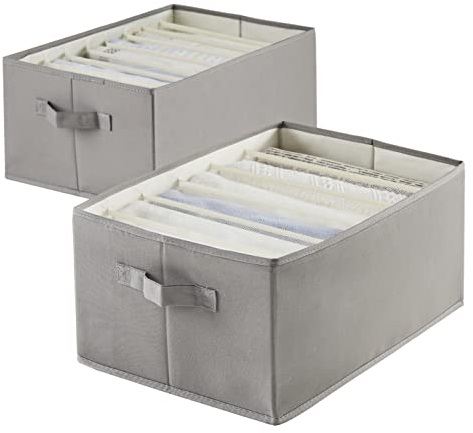 Aufbewahrungsbox Schublade - Jeans Aufbewahrungsboxen mit Fächern - Kleiderschrank zeller Trennbox für Jeans und Kleider - faltbare schubladen Stoff Organizer (2stk 9Fächer 44X30X20, Grau)