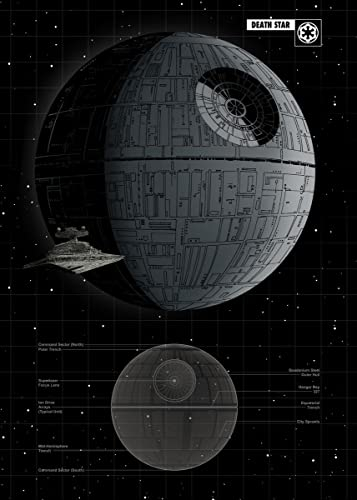 Displate Offiziell Star Wars MetallPoster Magnetische Befestigung Inklusive Lizenziert Bilder Hochwertiges Poster Star Wars - Vehicle Schematics - Death Star Poster 45 cm x 32 cm