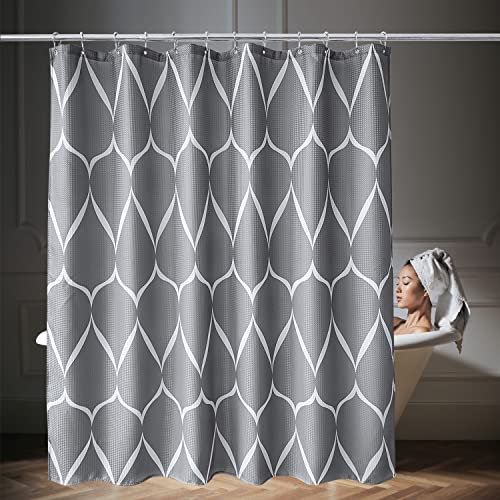 WedDecor Rideau de Douche de Salle de Bain Imperméable, Anti-moisissure, Résistant à la Moisissure, 100% Polyester, Doublure de Rideau avec 12 Crochets de Rideau, Maille Gris Foncé, 180cm x 200cm