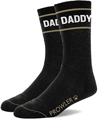 Prowler RED Daddy Socks – Black Crew Socks with White Statement Band | Comfortable Cotton Blend, UK Size 6–11