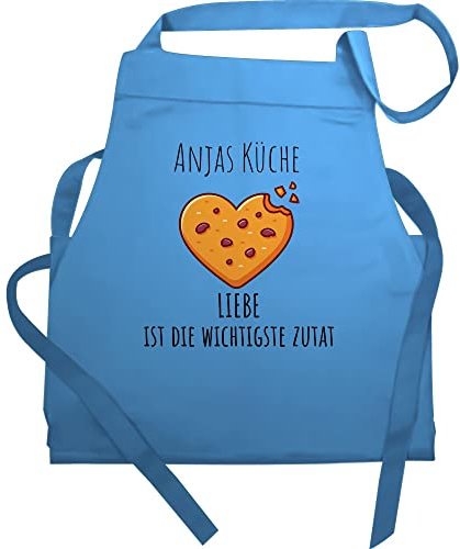 Schürze - Backschürze - Liebe ist die wichtigste Zutat mit Name I Geschenk Backen I Geschenk Hobbybäcker - 60x87 - Hellblau - personalisierte geschenke damen konditor kochschürze