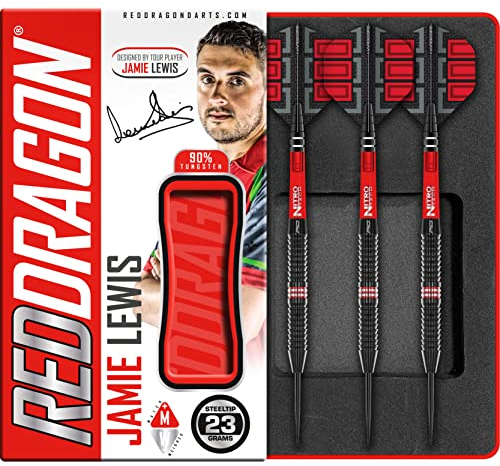 RED DRAGON Jamie Lewis SE 23 Gramm Premium Tungsten Darts Set mit Flüge und Stielen