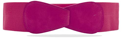 Van Der Rich ® - Ceinture Obi Élastique Extensible Largeur 7 cm - Femme (Fuchsia Clair,TU)