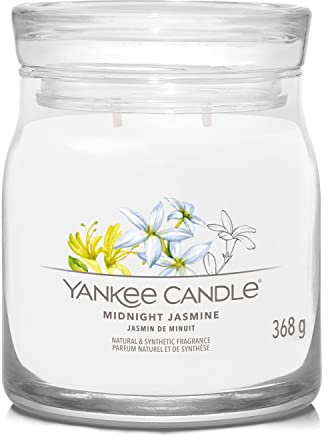 Yankee Candle Signature Scented Candle | Midnight Jasmine Medium Jar Candle with Double Wicks | Soy Wax Blend Long Burning Candle | Perfect Gifts for Women