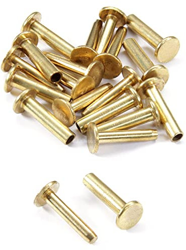 Cutlery Rivets for DIY Handles & Knife Handle Repair - USA Size (0.312 x 0.155 x 0.750 Inch) - (Brass) - (10 Pk)