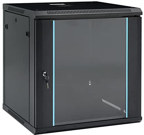 12U Netzwerkschrank Wandmontage 19 IP20, JUNZAI Serverschrank, Patchpanel, Router Kasten, Netzwerk Schrank, Datenschrank, Schaltschrank, 600x600x640 mm
