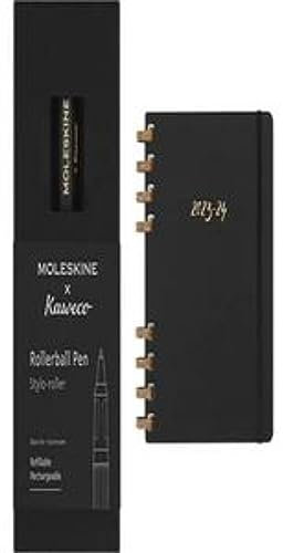 Moleskine x Kaweco Tintenroller, Farbe Schwarz + Akademischer Monatsplaner 2023-2024, 12-Monats-Wochen-und Monatsplanner, Universitätskalender mit Festem Einband, Größe: XL 20 x 25 cm, Schwarz