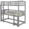 Azkoeesy ‌Kinder-Etagenbett grau 90x200 cm - Flexibles Dreierbett aus Massivholz, umwandelbar in 2 Separate Betten - hochwertiges Kiefernholzbett für Kinderzimmer (Single-Size, ohne Matratze)‌