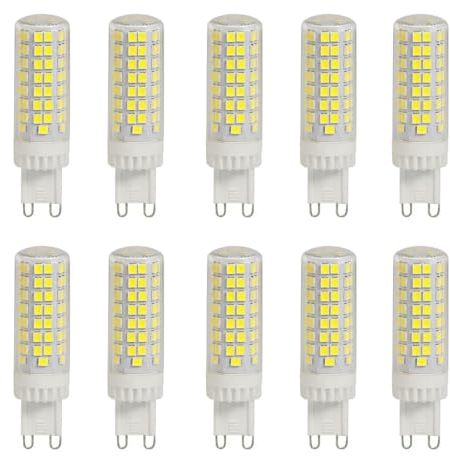 HUAMu Lampadina LED G9, 10 W, equivalente a 100 W, lampadina alogena 1000 lm, luce bianca fredda 6000 K, 95 chip LED, angolo di diffusione 360°, AC 220-240 V, non dimmerabile, risparmio energetico