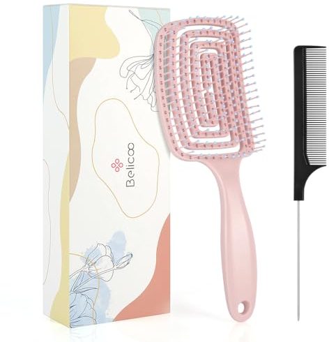 BELICOO Brosse à cheveux démêlante pour cheveux humides et secs - Brosse à cheveux démêlante pour femmes, hommes et enfants - Rose