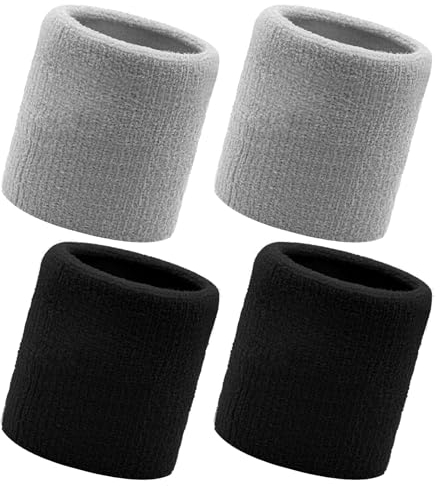 Flintronic 4 Stück Schweißbänder Handgelenk, Saugfähige Handgelenk Schweißbänder für Damen & Herren,Fitness Arm Schweißband,Sport Schweißband Armband Weiche Baumwolle für Handball Fußball Tennis