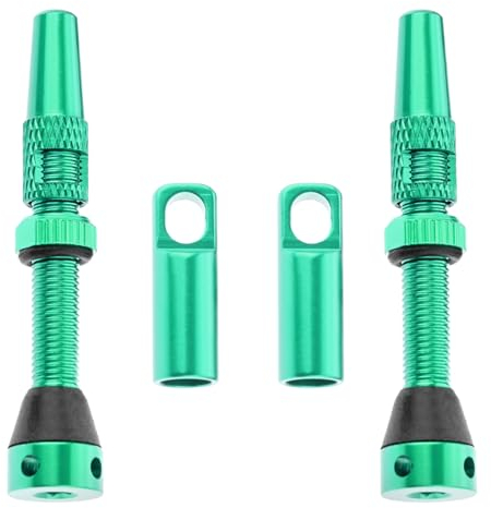 DRELD 2 Stück Fahrrad Tubeless 44mm, 1 Paar Presta Tubeless Ventile, MTB Tublessventiel, Fahrrad Tubeless Presta Aluminiumlegierung, Tubeless Presta Ventilschaft (44mm Grün)