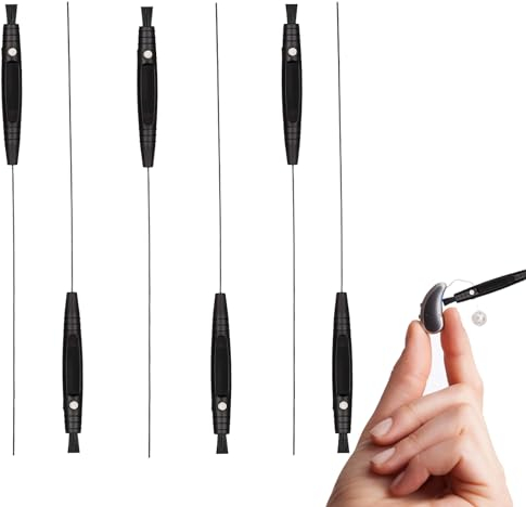 TYVOM 6 Pcs Hearing Aid Cleaning Wire,Hearing Aid Cleaning Kits Multifunctional Hearing Aid Cleaner Hearing Amplifier Cleaning Brushes for Sound Tubes Headphones Vent Cleaner - Universal